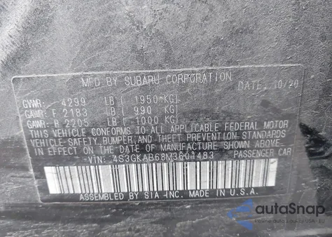 2021 Subaru Impreza Sedan from USA, damaged, VIN 4S3GKAB68M3601483